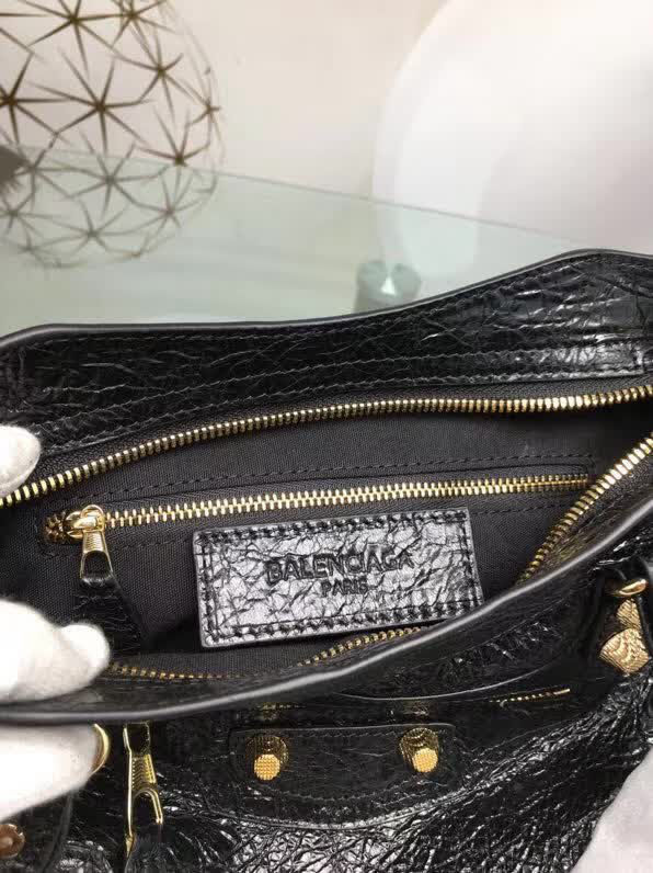 BALENCIAG巴黎世家 歐洲水貨 Balenciaga city mini 小金釘 限量 原廠爆裂紋羊皮黑色 深灰色  BL1060